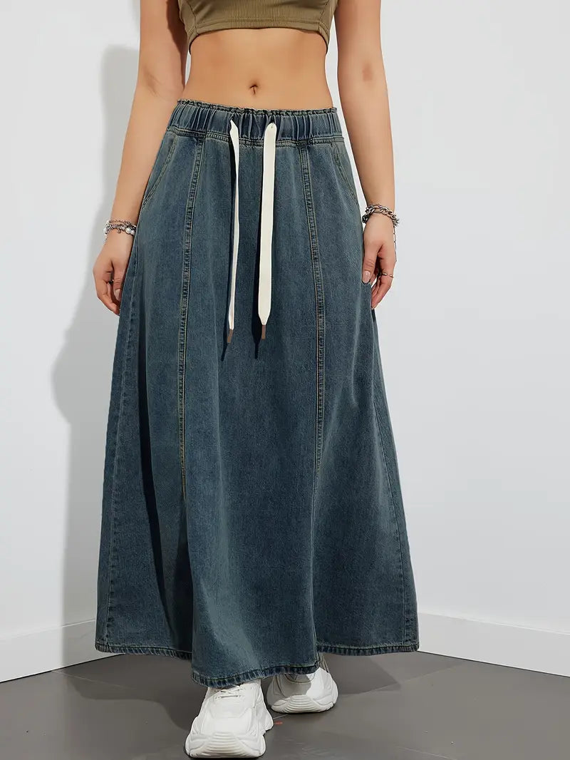 Sommerrock Loretta: Hochtaillierter Denim-Rock