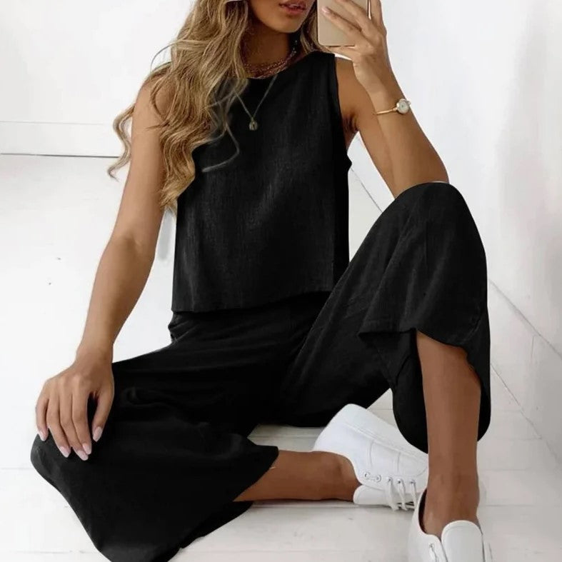 Ensemble top en lin et pantalon large Berg-Feldt