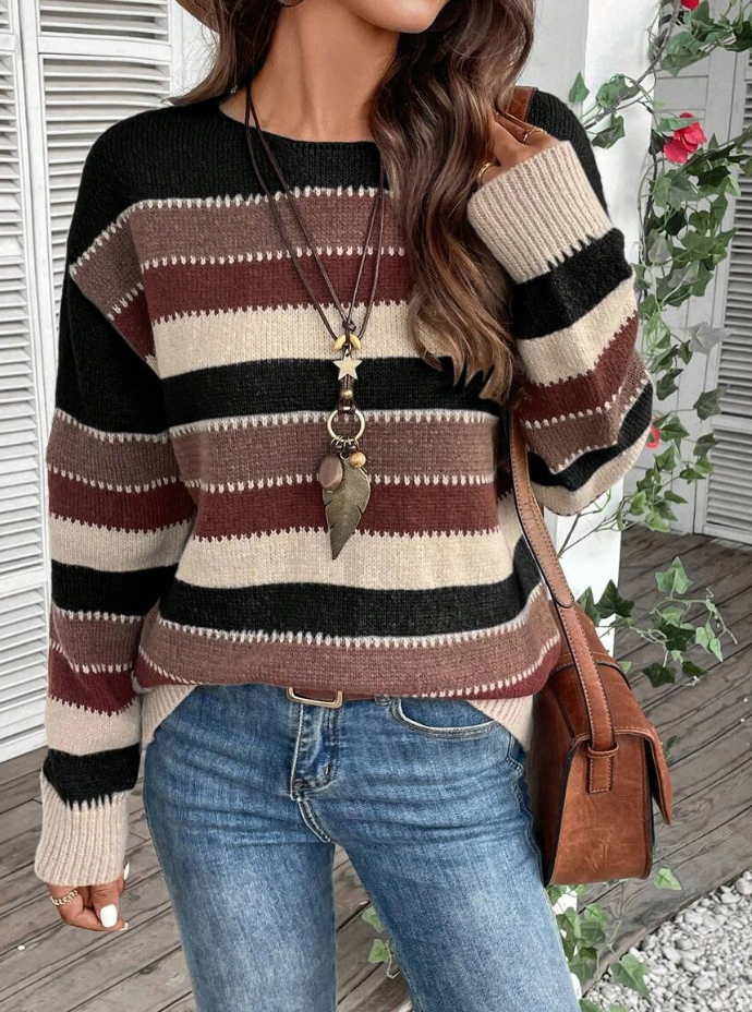 Berg-Feldt | Pullover - Damen Herbst gestreifter Strickpullover