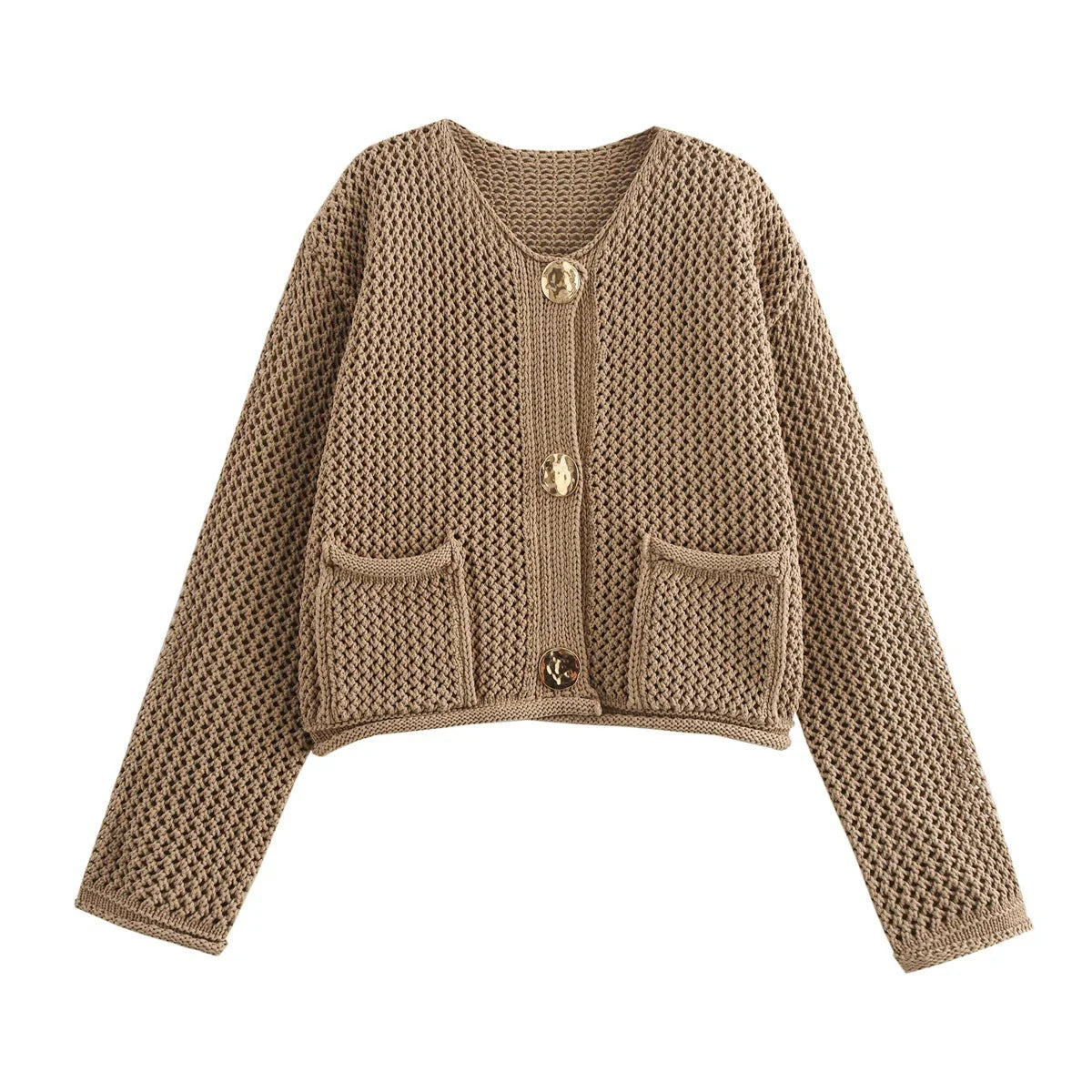 Berg-Feldt | Strickjacke mit Goldenen Knöpfen Perfekt für Den Herbst