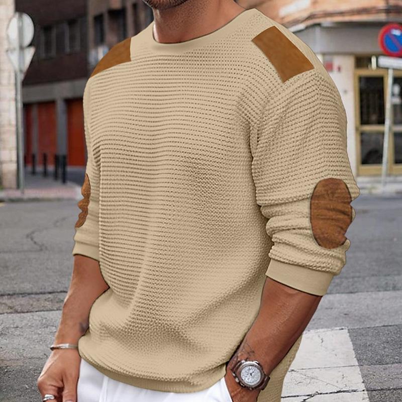Berg-Feldt | Pull en tricot blanc avec empiècements en daim marron