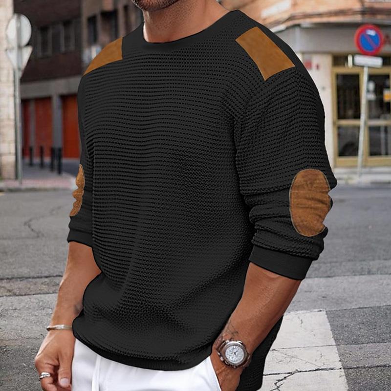 Berg-Feldt | Pull en tricot blanc avec empiècements en daim marron