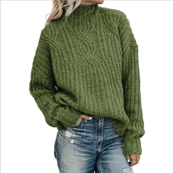 Berg-Feldt | Pullover Wolle Kabelstrick Hoher Kragen Lässiger Schnitt Lange Ärmel
