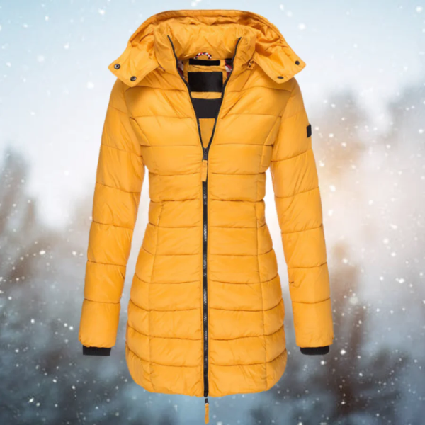 Berg-Feldt | Lange Pufferjacke – Fitted Steppdesign – Wasserabweisend – Abnehmbarer Kapuze