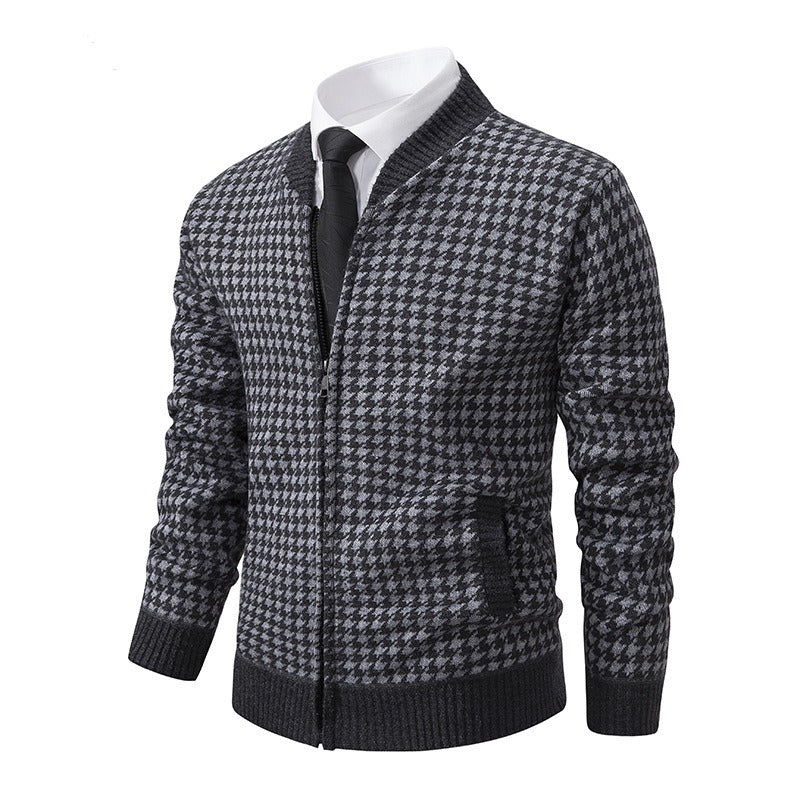 Berg-Feldt | Herrenstrickjacke mit Hahnentrittmuster - Søren