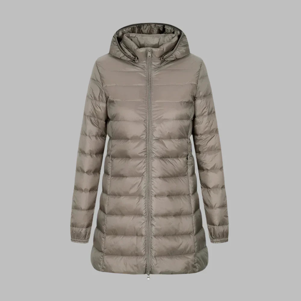 Berg-Feldt | Steppjacke – Figurbetont Mid-Thigh Länge – mit Kapuze – Wasserabweisend – Reißverschluss Vorne