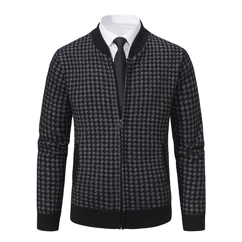 Berg-Feldt | Herrenstrickjacke mit Hahnentrittmuster - Søren