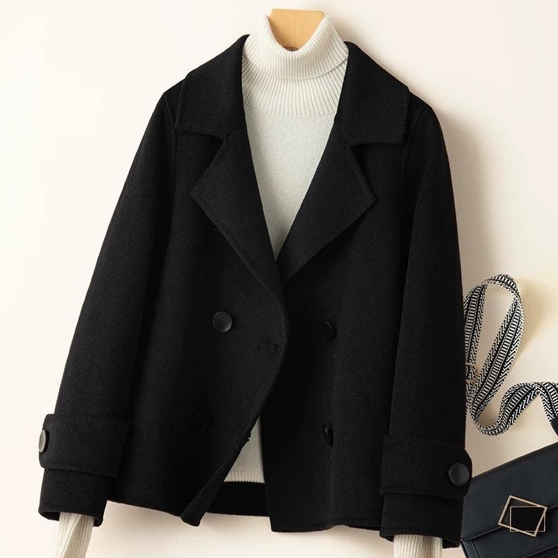 Berg-Feldt | Mantel - Taillierter Fit - Woll-Look - Doppelreiher - Reverskragen - Kurze Länge