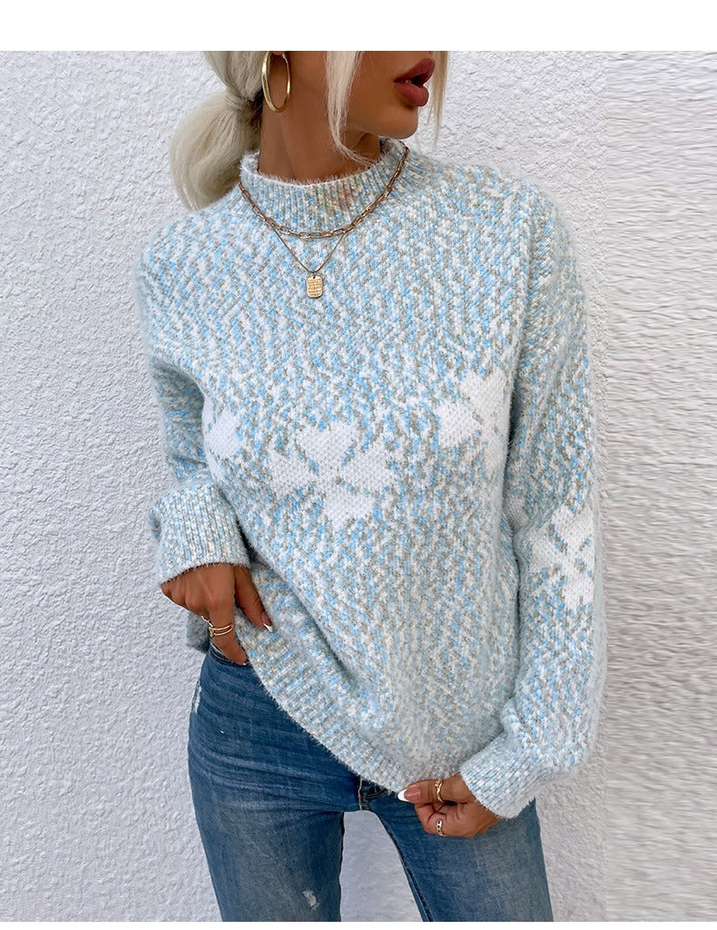 Berg-Feldt | Maille tricotée Coupe ample Col montant Motif floral Manches longues