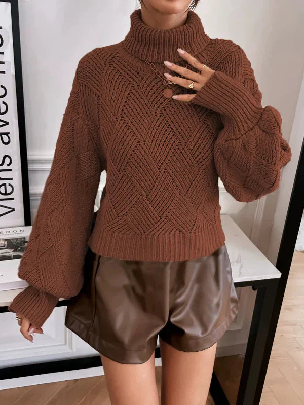 Berg-Feldt | Pullover Pullover Wollstrick Übergröße Fit Rollkragen Laternenärmel