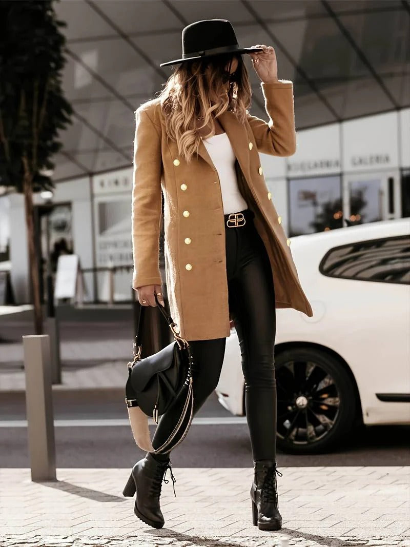 Berg-Feldt | Manteau en laine - Coupe slim - Double boutonnage - Mi-long - Revers sur mesure
