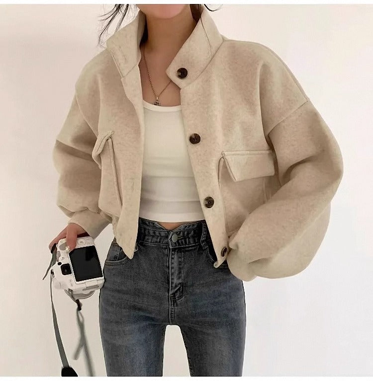 Berg-Feldt | Kurze graue Wolljacke für Frauen Mauwi
