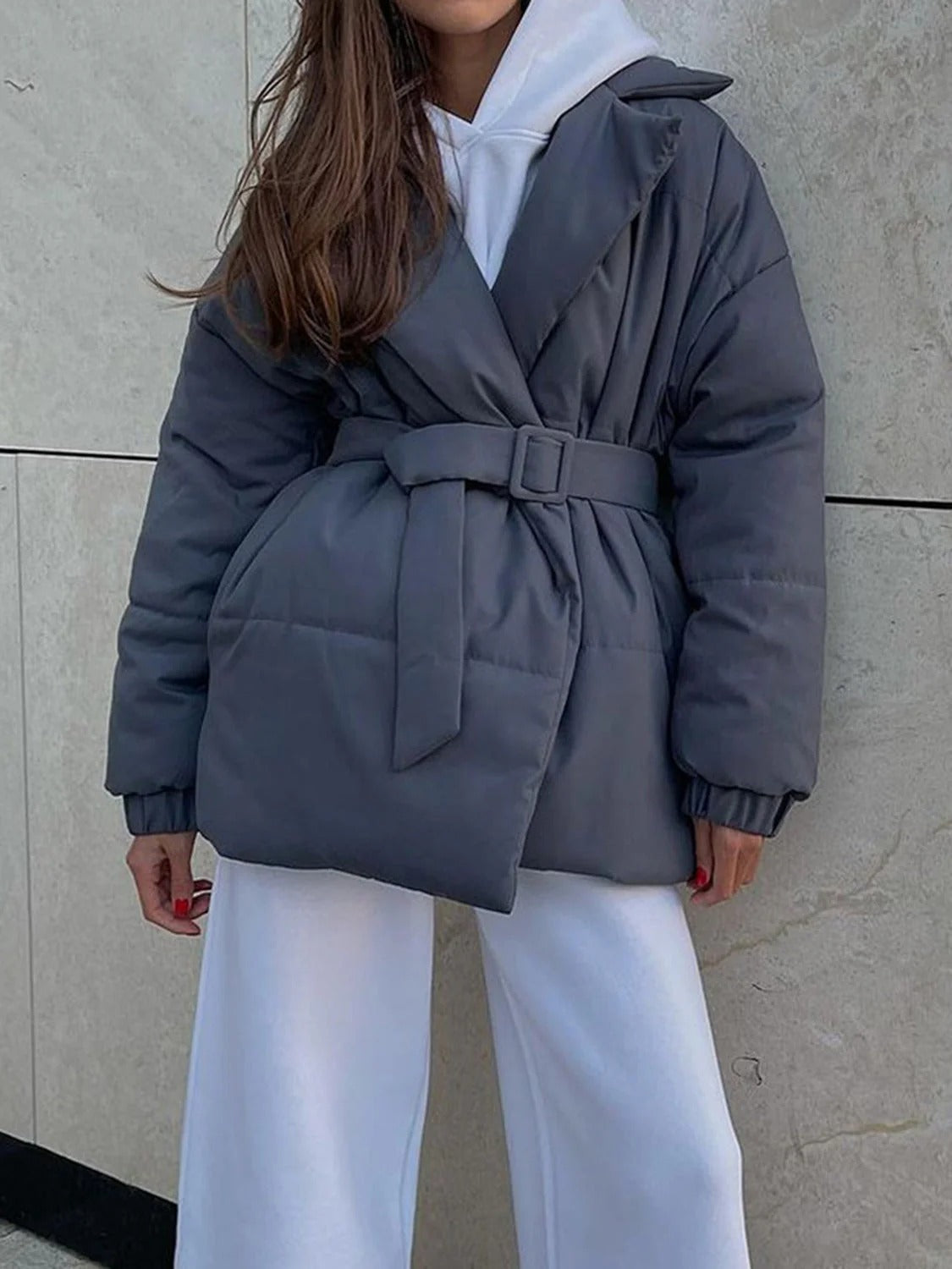 Berg-Feldt | Gürteltaschen Pufferjacke Wickel Front Stepp Wintermantel