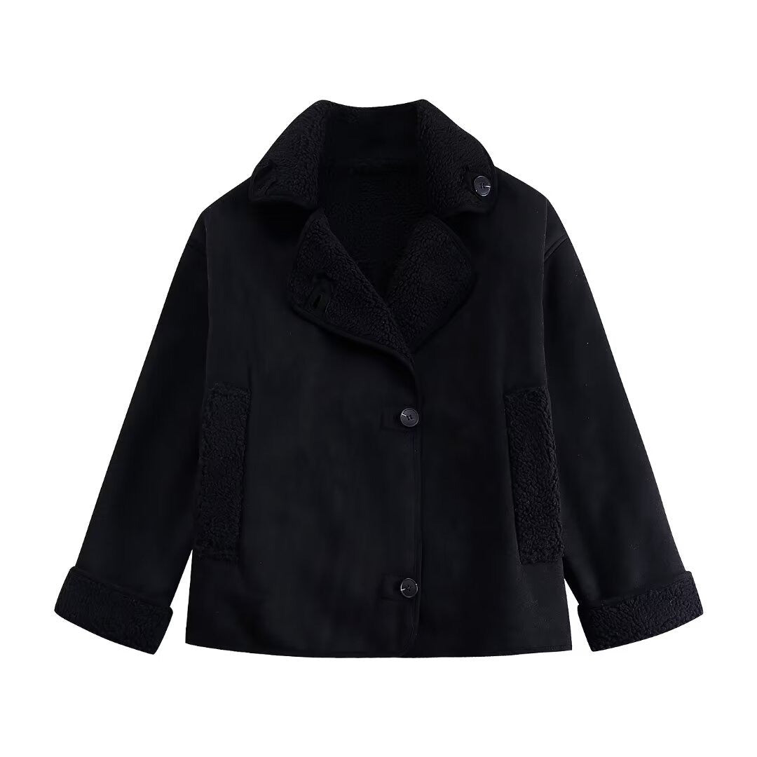 Berg-Feldt | Kurze Damenjacke mit Bunny-Effekt und Schaffellfutter