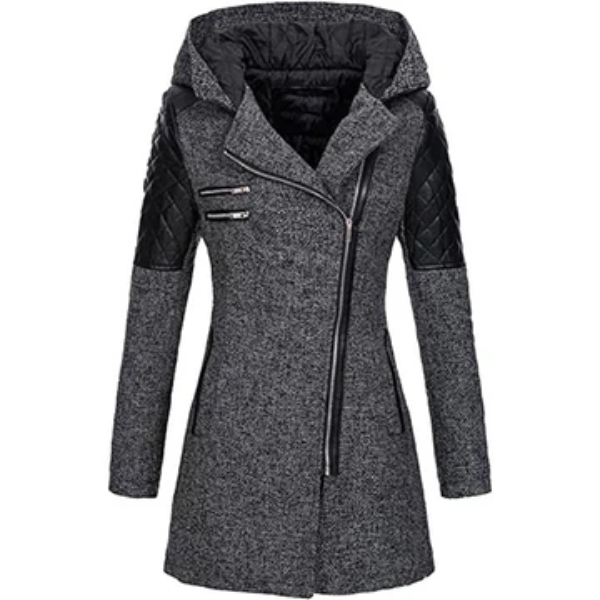 Berg-Feldt | Jacke – Taillierte Passform – Tweed-Körper – Gesteppten Ärmel – Asymmetrischer Reißverschluss – mit Kapuze