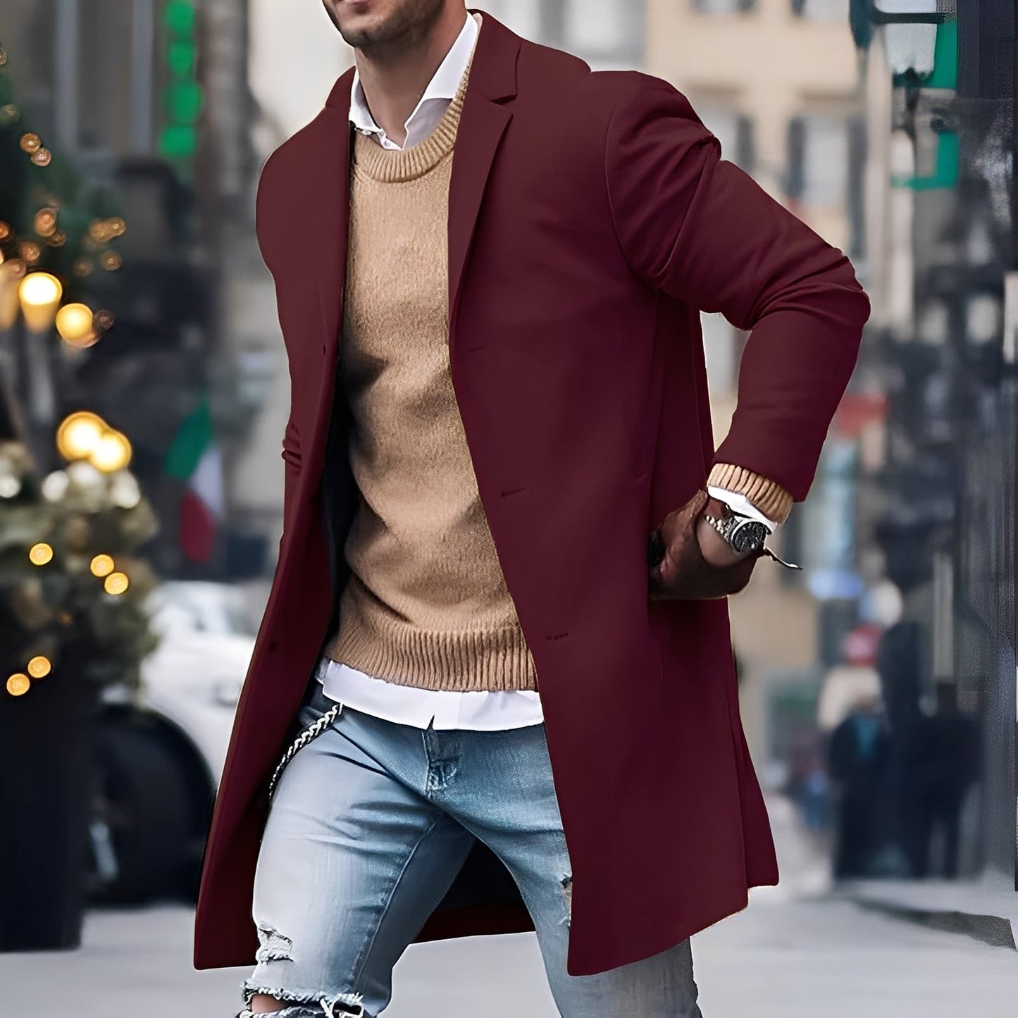 Berg-Feldt | Eleganter Trenchcoat mit Reverskragen für Herren