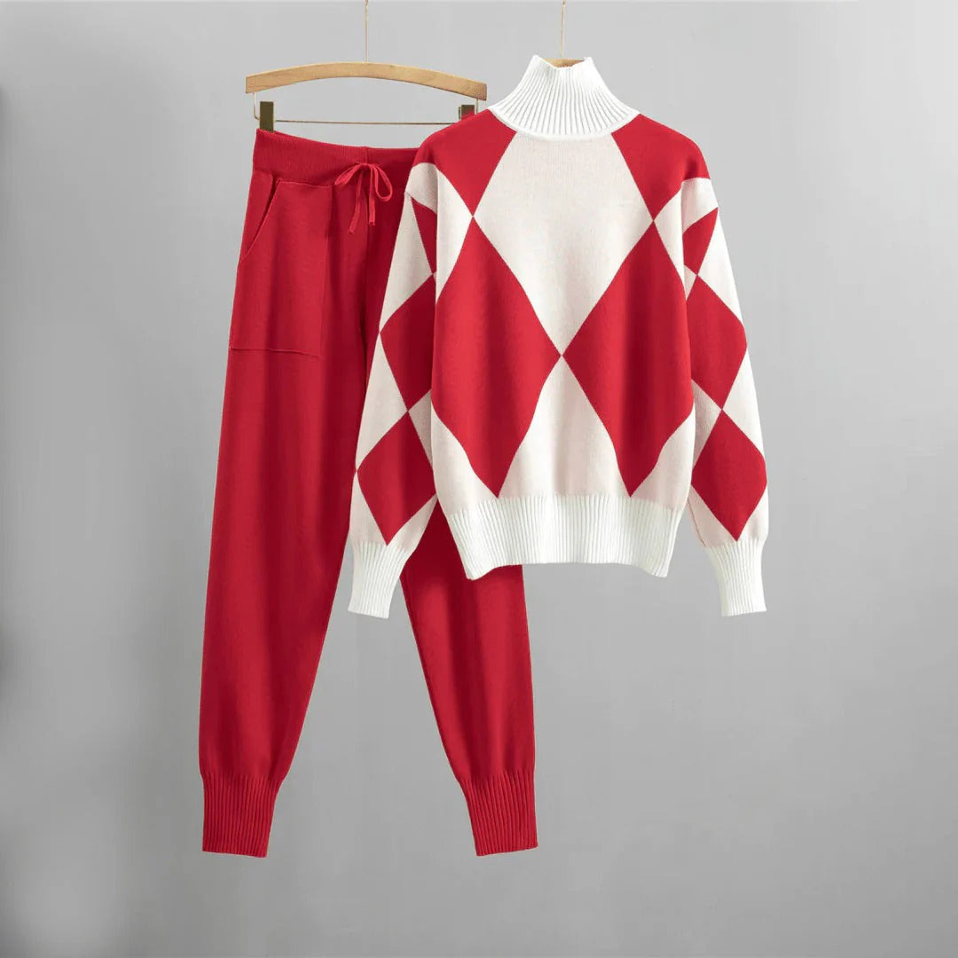 Berg-Feldt | Karierter Rollkragenpullover Satz für Damen