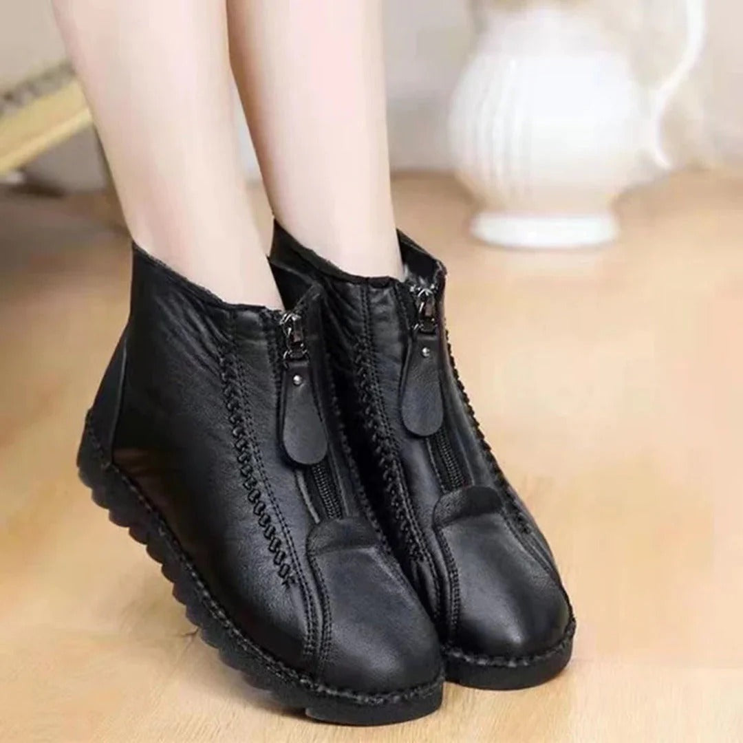 Berg-Feldt | Bottines – Aspect cuir – Fermeture éclair sur le devant – Semelle épaisse – Coupe décontractée
