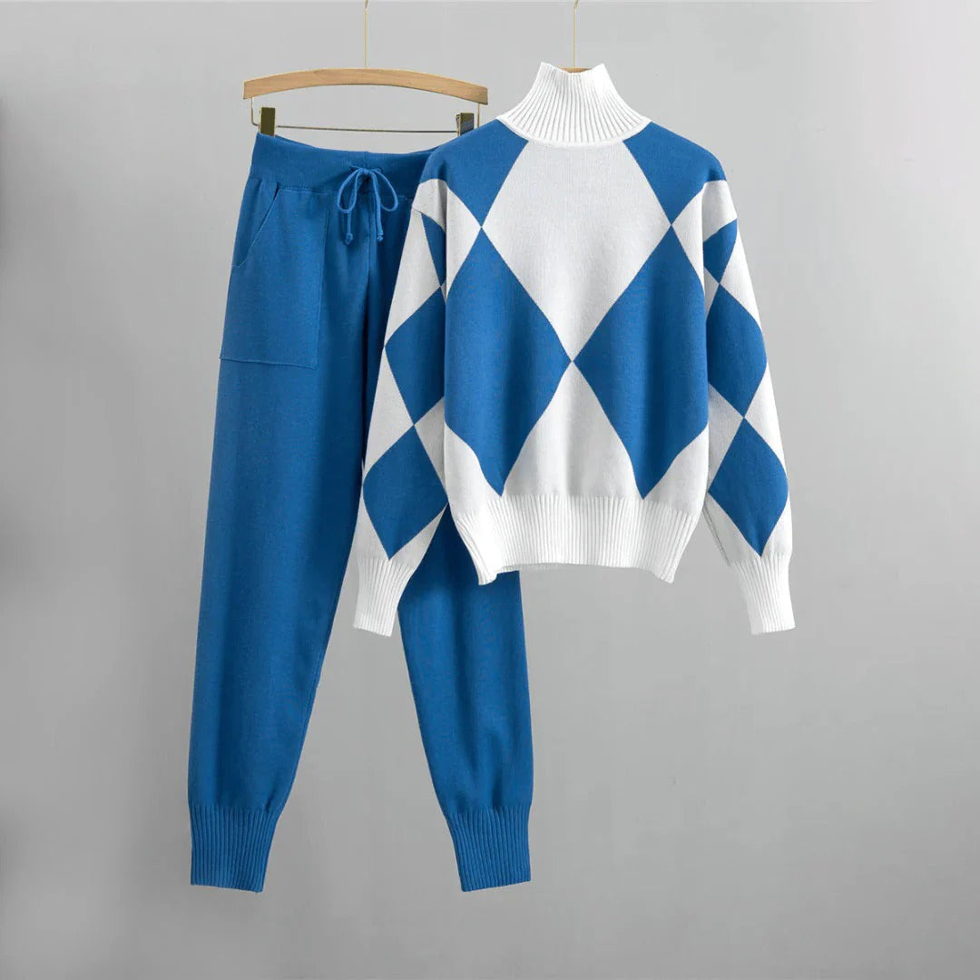 Berg-Feldt | Karierter Rollkragenpullover Satz für Damen