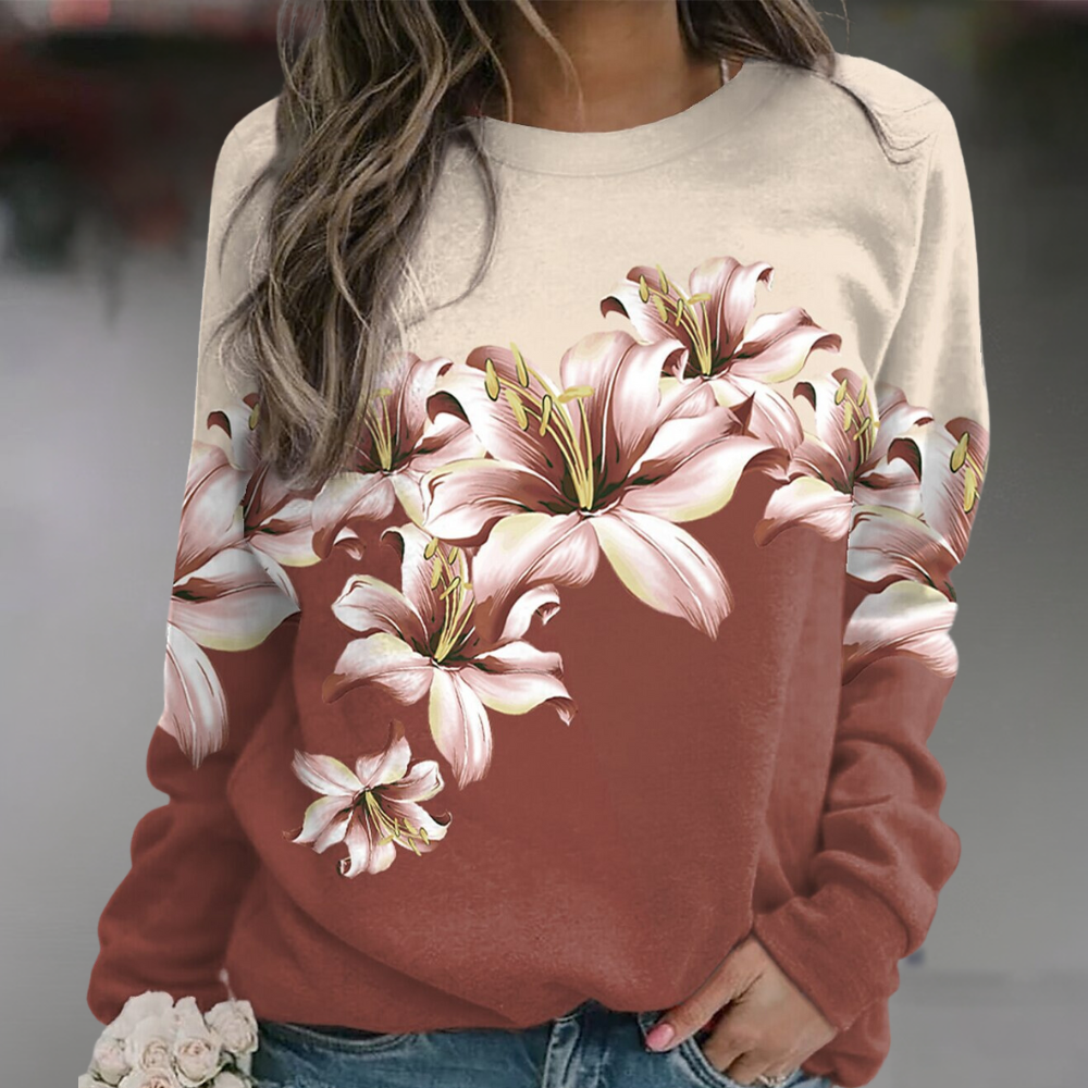 Berg-Feldt | Sweatshirt Weiches Atmungsaktives Material Bequeme Passform Floral Print Lange Ärmel