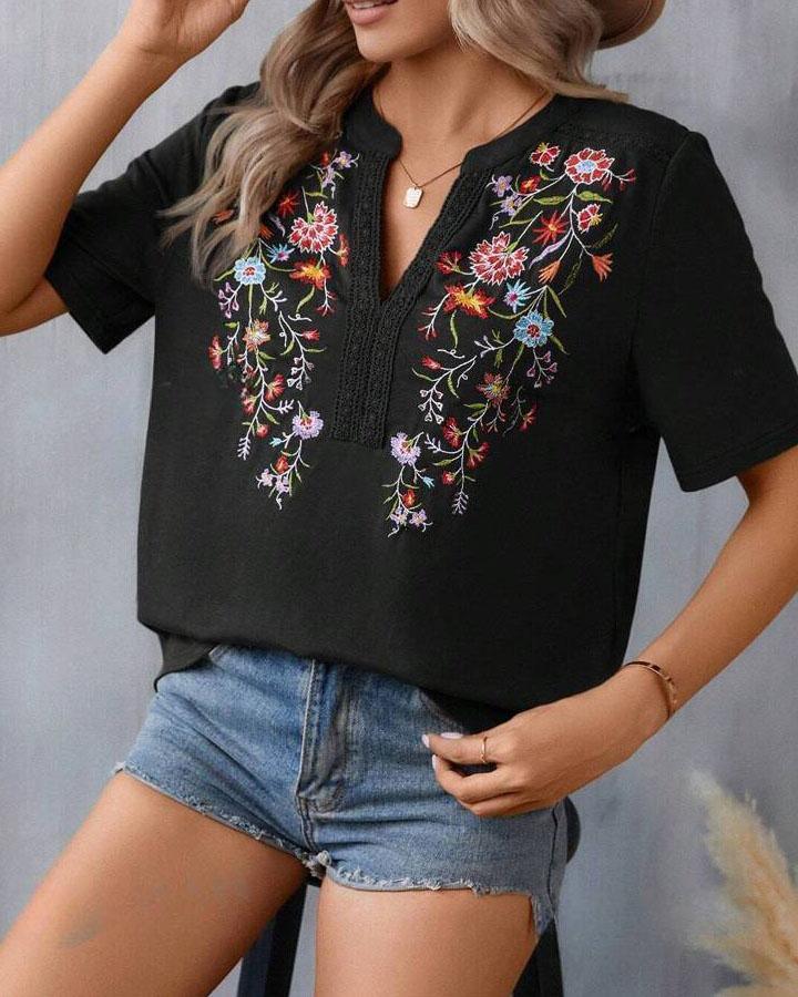 Chemisier Mesdie avec broderie florale pour femme