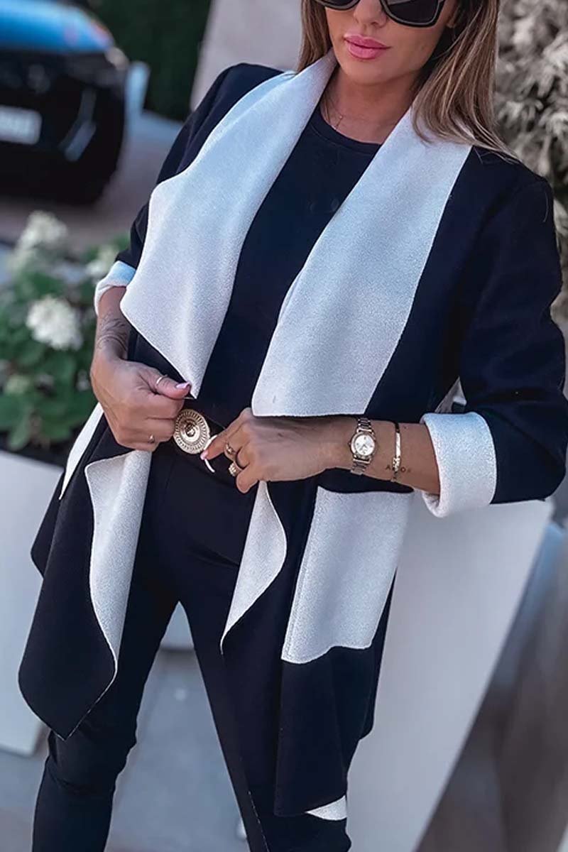 Berg-Feldt | Offene Strickjacke mit Kontrastkante Elegant und Modern Leichter Komfort