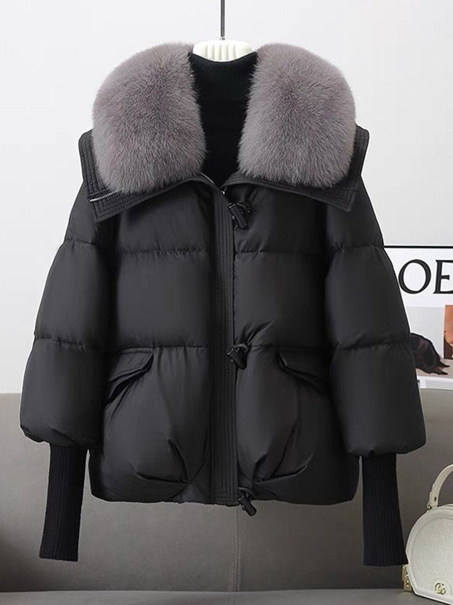 Berg-Feldt | oversized Daunenjacke - luxuriöser Plüsch-Fellkragen und warme gepolsterte Jacke
