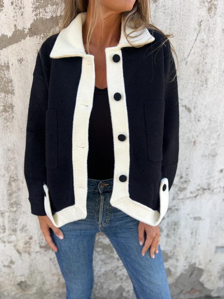 Berg-Feldt | Kontrastjacke mit Knöpfen Weich und Modern Zeitloses Design