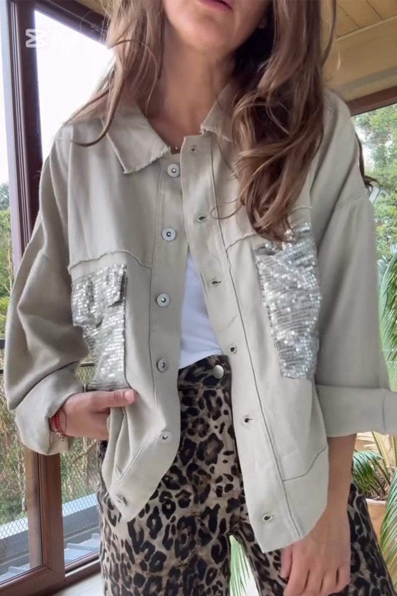 Berg-Feldt | Shirtjacke mit Pailletten-details Lässige Passform Modernes Statement