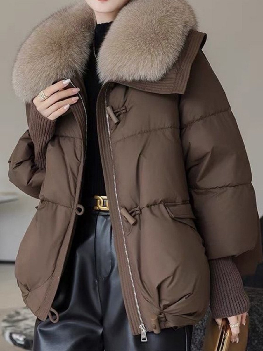 Berg-Feldt | oversized Daunenjacke - luxuriöser Plüsch-Fellkragen und warme gepolsterte Jacke