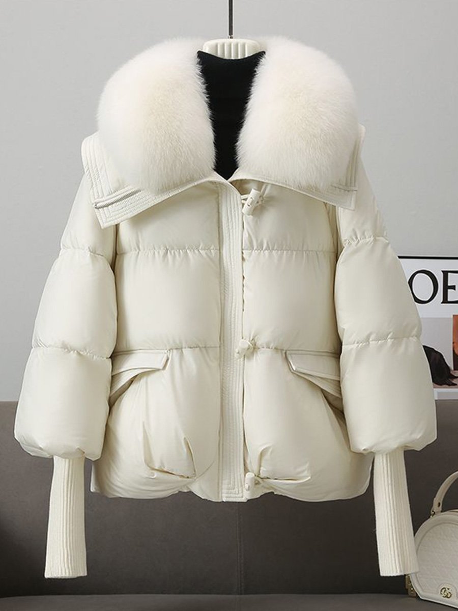 Berg-Feldt | oversized Daunenjacke - luxuriöser Plüsch-Fellkragen und warme gepolsterte Jacke