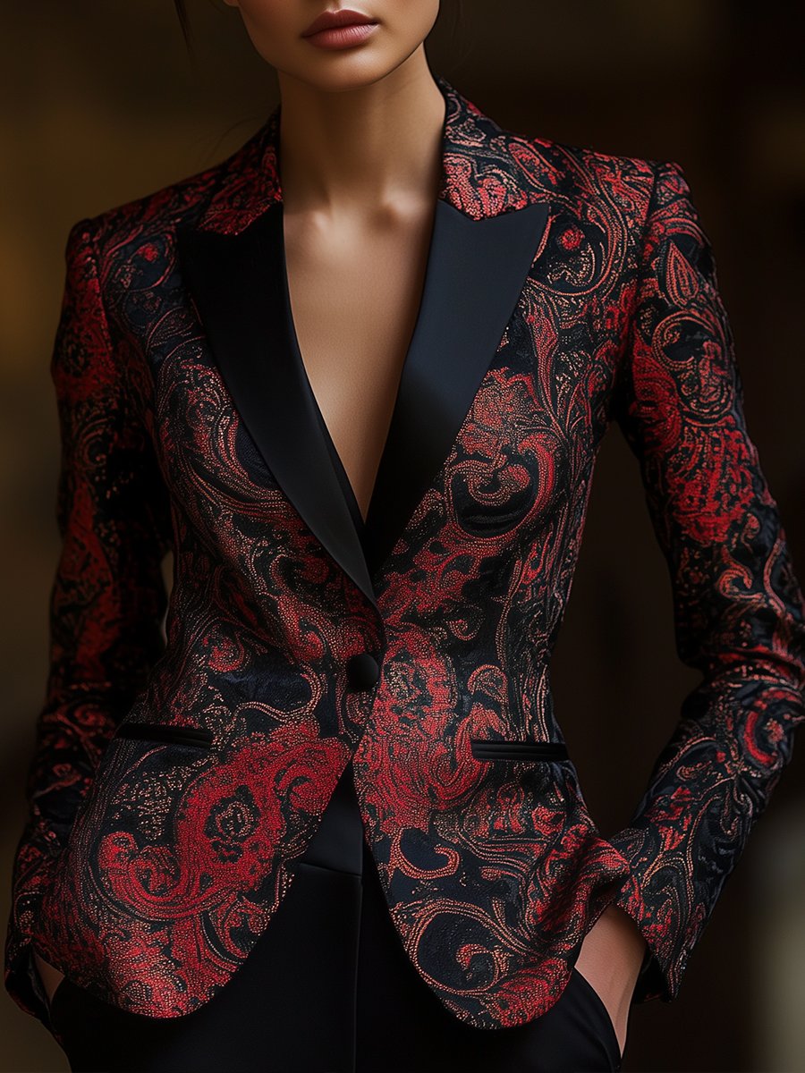 Berg-Feldt | Satin Jacquard Blazer Mit Paisley Muster