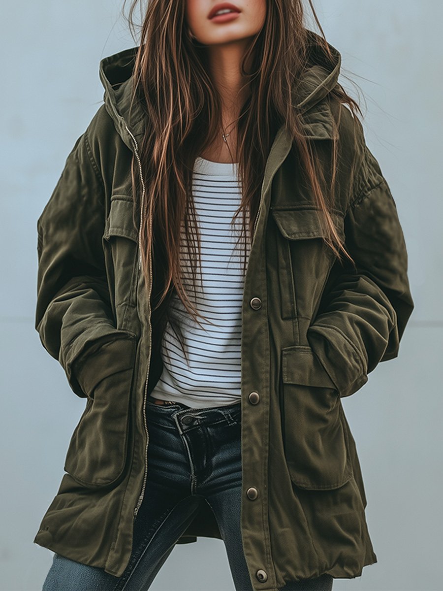 Berg-Feldt | Veste de Travail Vintage Coupe-Vent avec Capuche et Multi-Poches