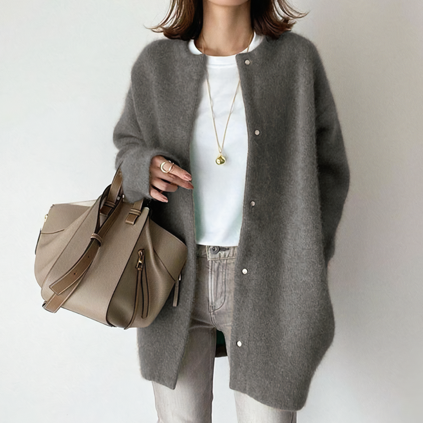 Berg-Feldt | Strickjacke mit langen Ärmeln und Knöpfen