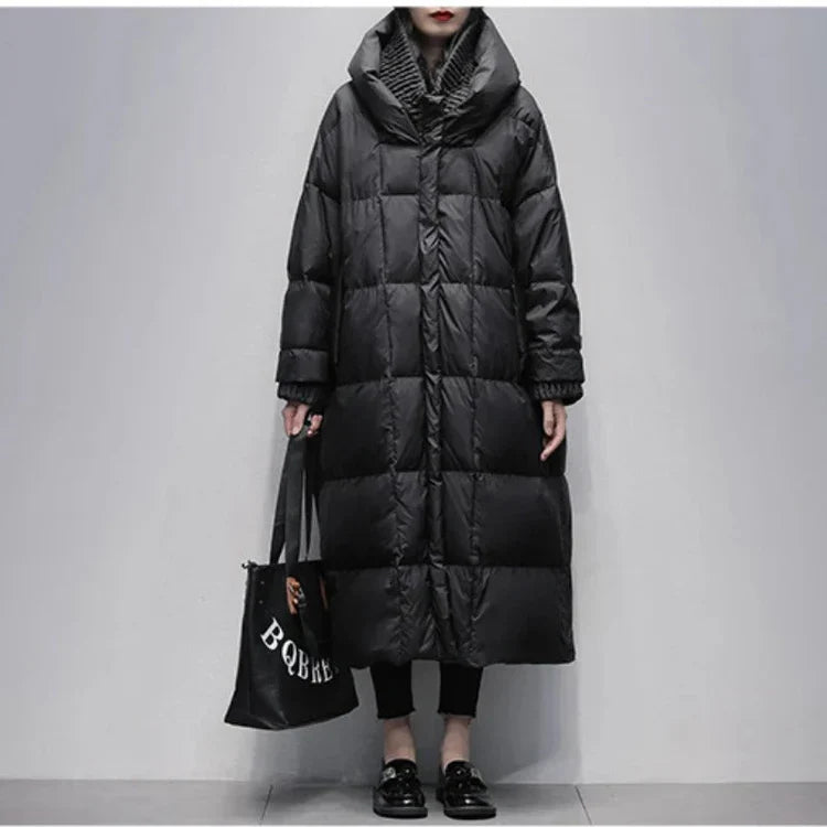 Berg-Feldt | Lange Pufferjacke mit Daunenumhang