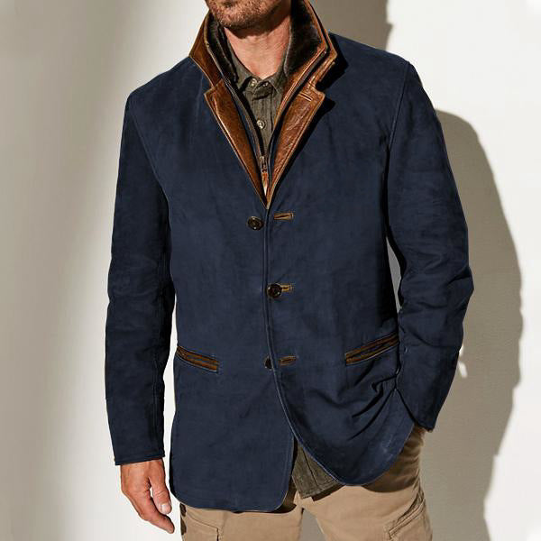 Berg-Feldt | Herren Wildlederjacke mit Lederbesatz - Reverskragen-Design