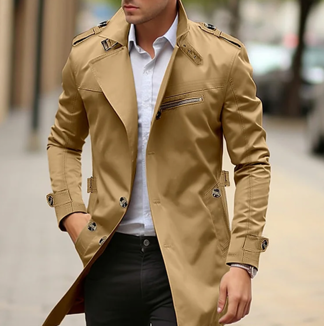 Berg-Feldt | Herren Premium Baumwolle Trenchcoat - Stylische Frühlingsoberbekleidung
