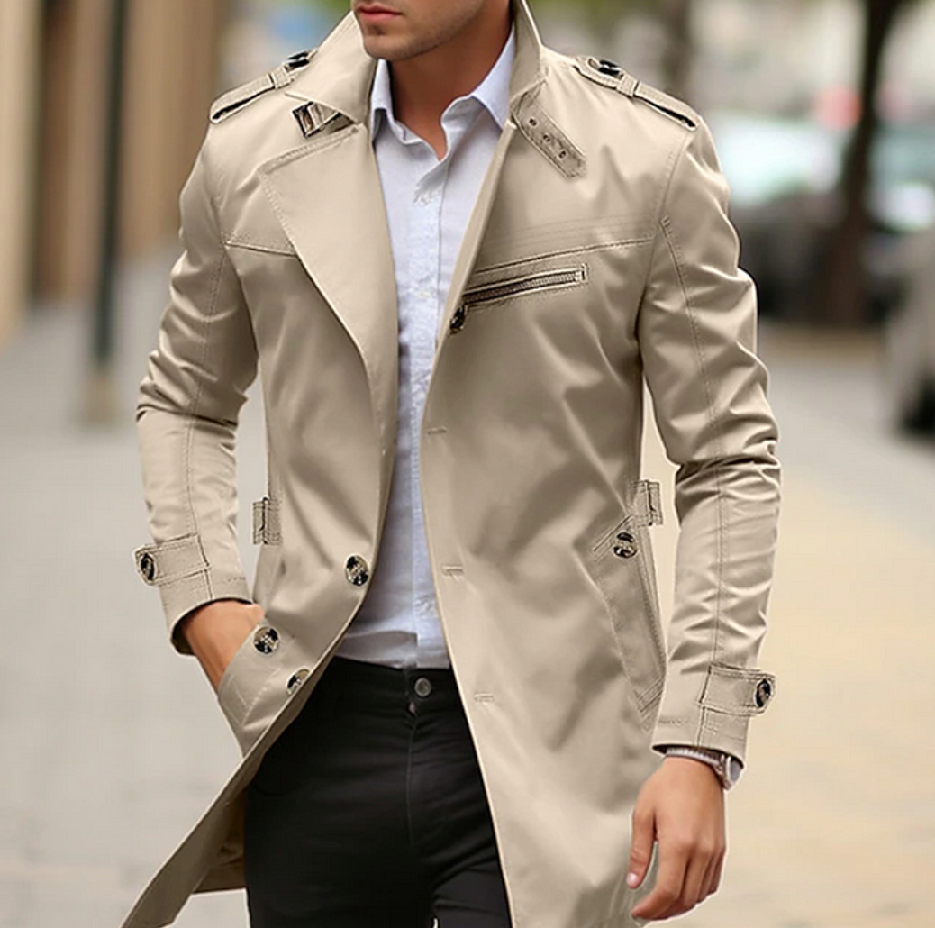 Berg-Feldt | Herren Premium Baumwolle Trenchcoat - Stylische Frühlingsoberbekleidung