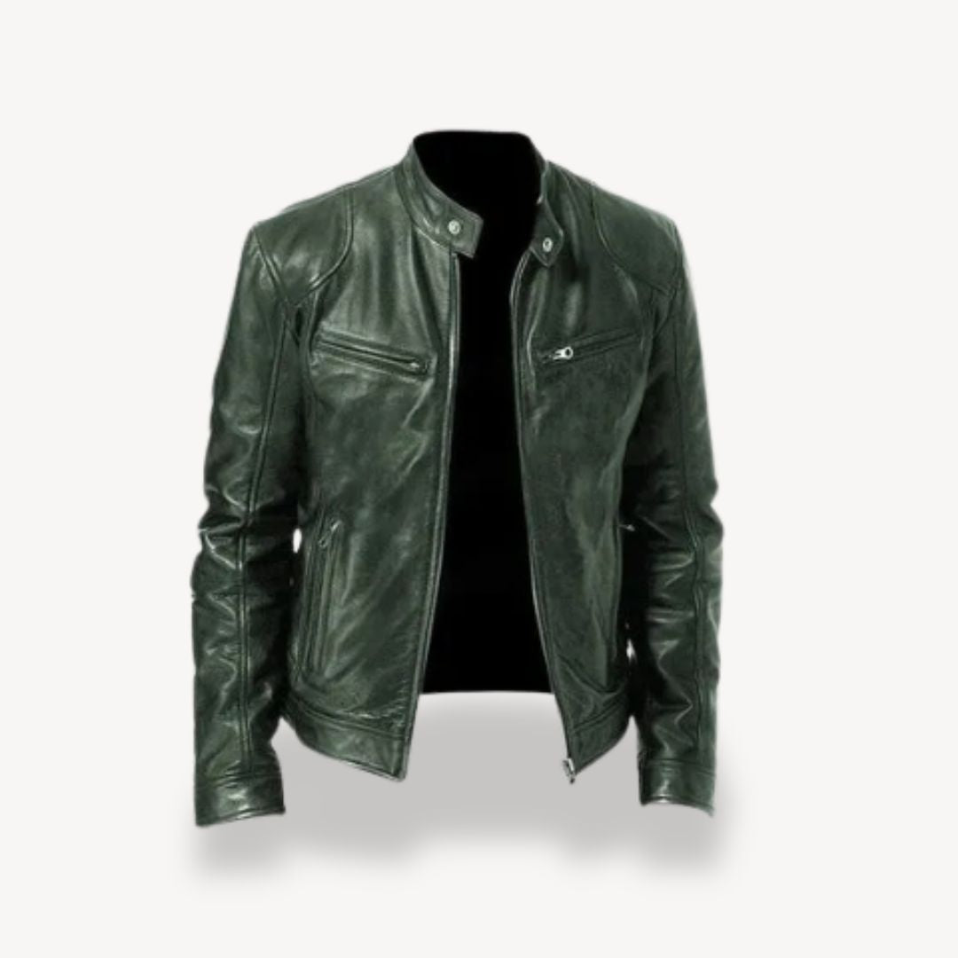 Berg-Feldt | Herren Premium Leder Bikerjacke - Reißverschluss-Stil