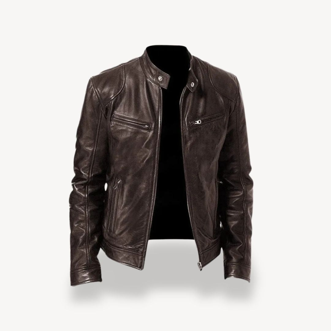 Berg-Feldt | Herren Premium Leder Bikerjacke - Reißverschluss-Stil