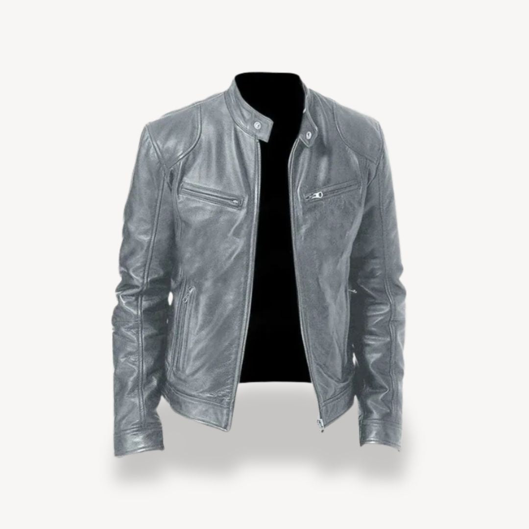 Berg-Feldt | Herren Premium Leder Bikerjacke - Reißverschluss-Stil