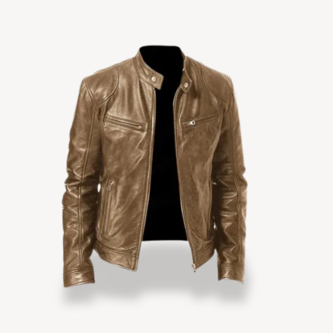Berg-Feldt | Herren Premium Leder Bikerjacke - Reißverschluss-Stil