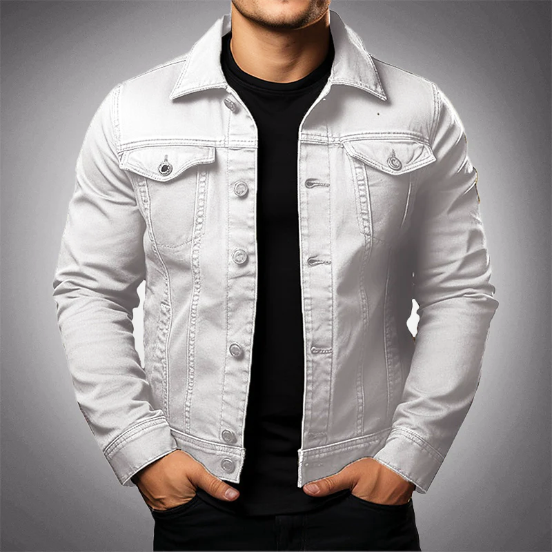 Berg-Feldt | Herren Strukturierte Denimjacke mit Knopfleiste und Taschen