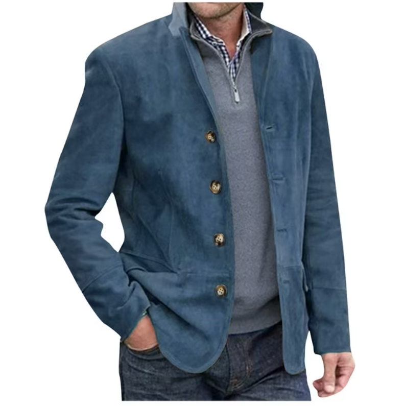 Berg-Feldt | Herren Wildleder Blazer Jacke, Blau & Braun, Elegant & Vielseitig