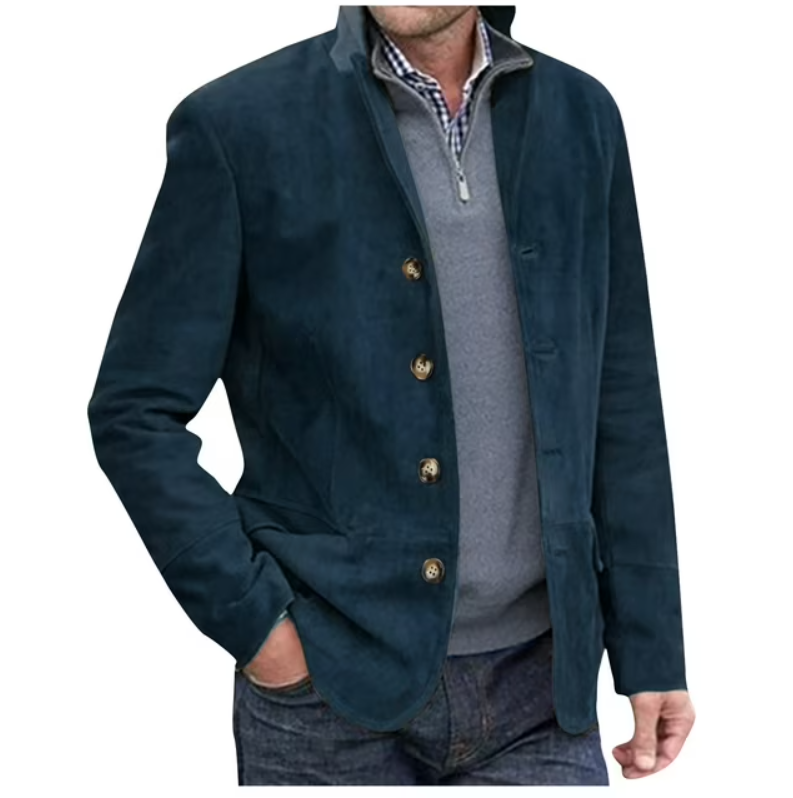 Berg-Feldt | Herren Wildleder Blazer Jacke, Blau & Braun, Elegant & Vielseitig