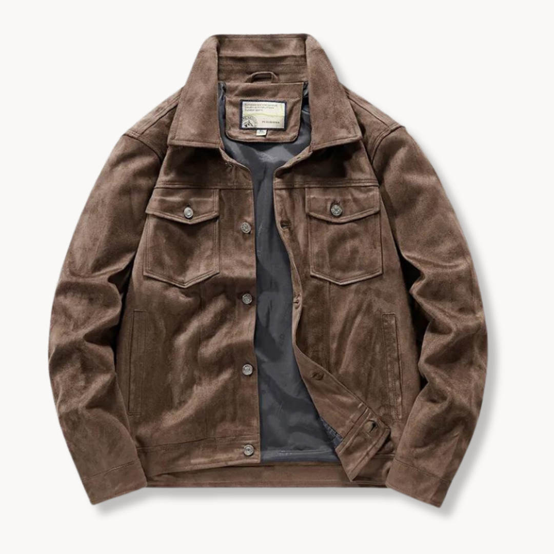 Berg-Feldt | Herren Wildleder Truckerjacke mit Stehkragen - Anspruchsvoller Stil