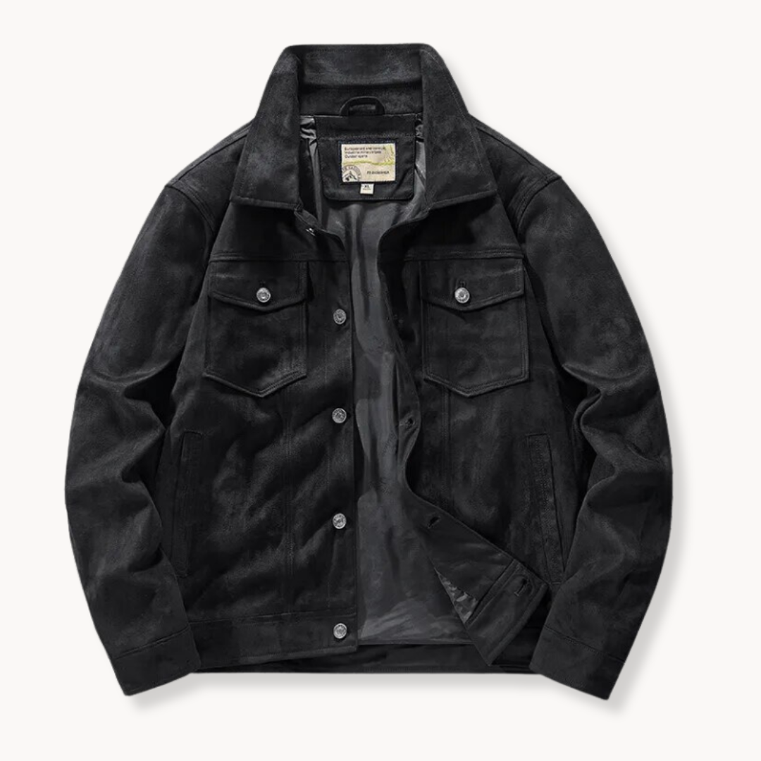 Berg-Feldt | Herren Wildleder Truckerjacke mit Stehkragen - Anspruchsvoller Stil