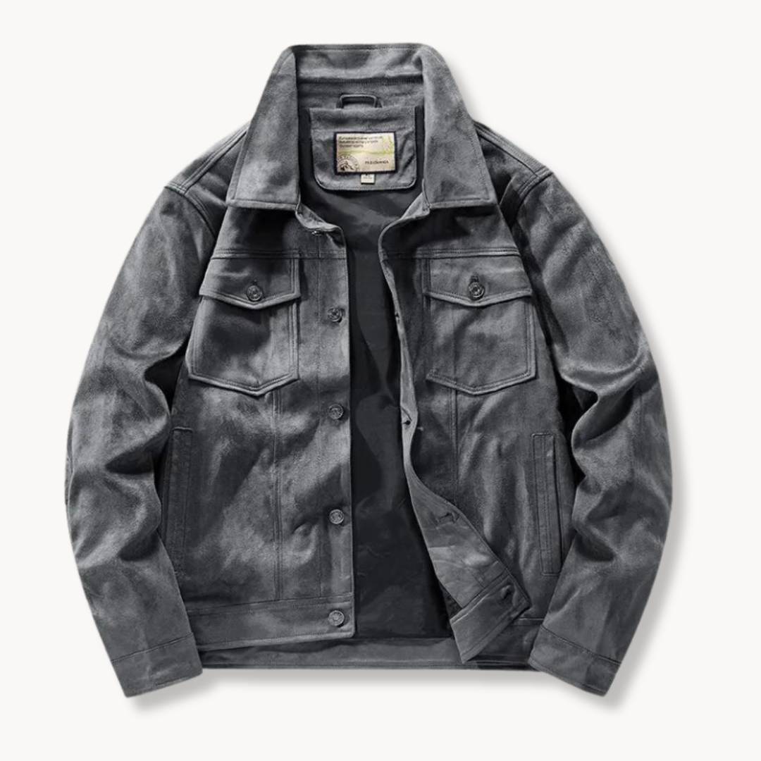 Berg-Feldt | Herren Wildleder Truckerjacke mit Stehkragen - Anspruchsvoller Stil