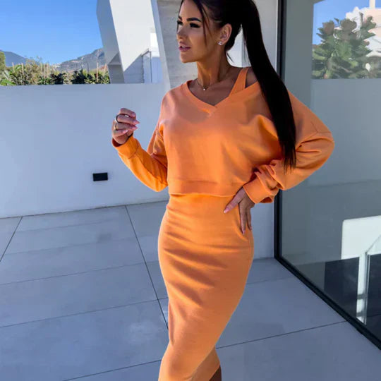 Ensemble Dorothée : sweat et robe décontractés
