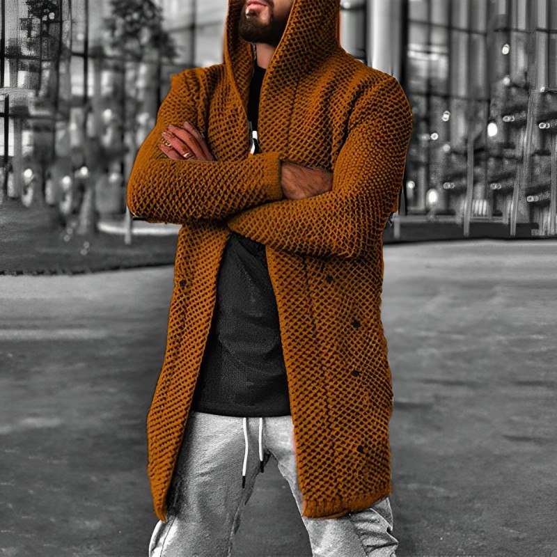 Berg-Feldt | Mittlange Herren – Strickcardigan mit Kapuze